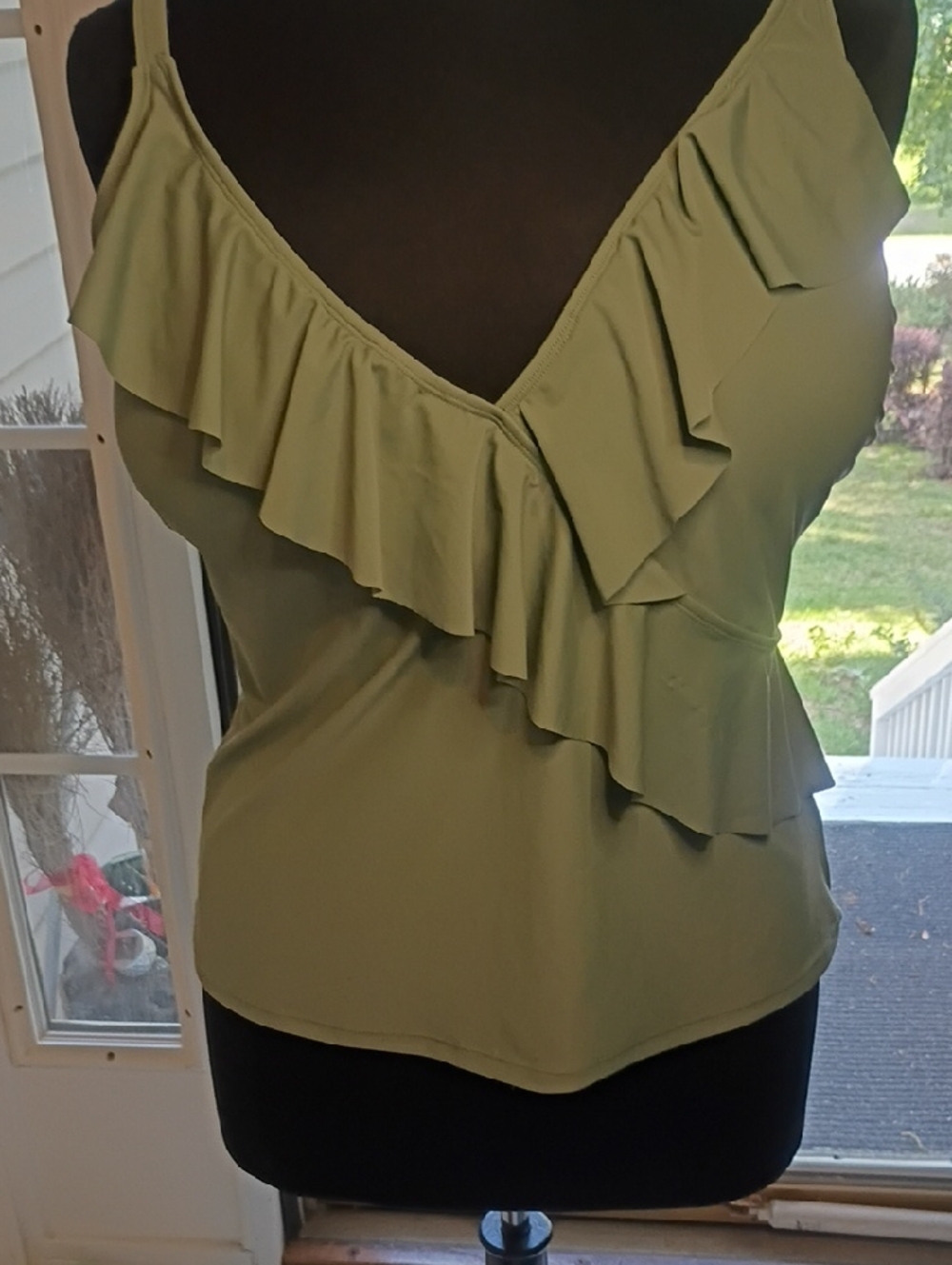 Olive Ruffle V-Neck Women's Top NWOT Size 2XL